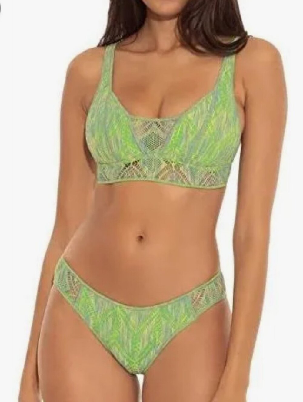 BECCA by Rebecca - Neon Mosaic Green Crochet Bralette